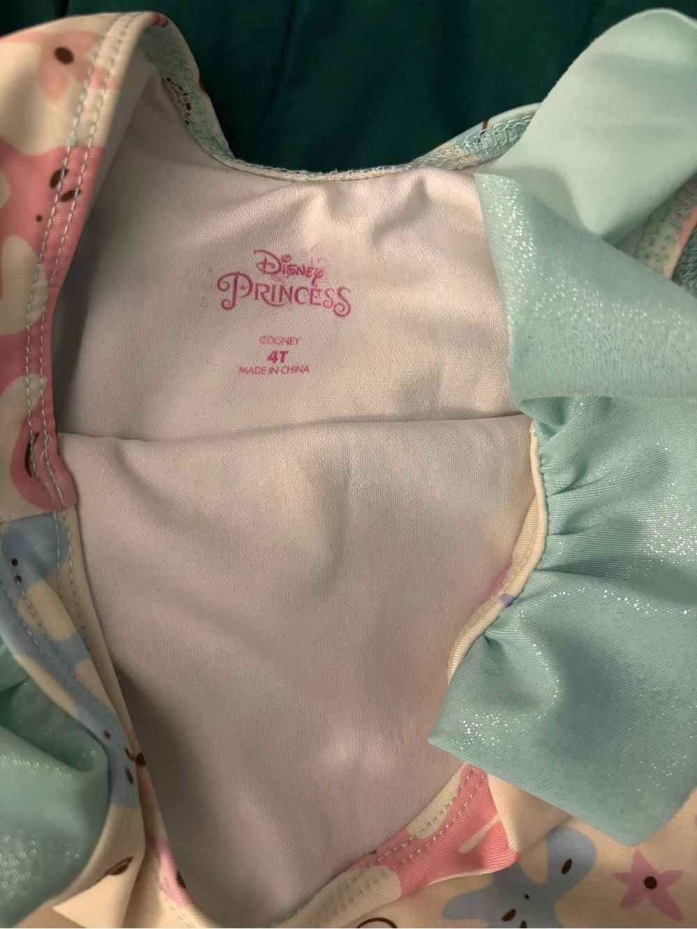 Disney Girls' Ariel Mermaid Print Pink & Aqua One-Piece Swimsuit